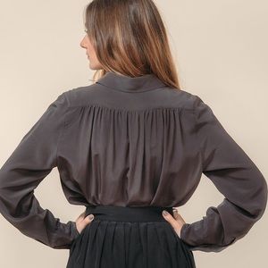 Long Sleeve Silk Blouse - 100% Silk Crepe de Chine